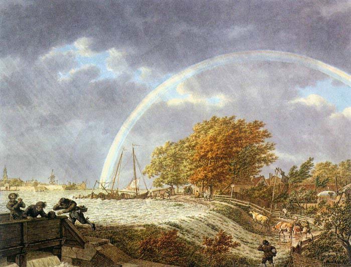 Autumn Landscape with Rainbow